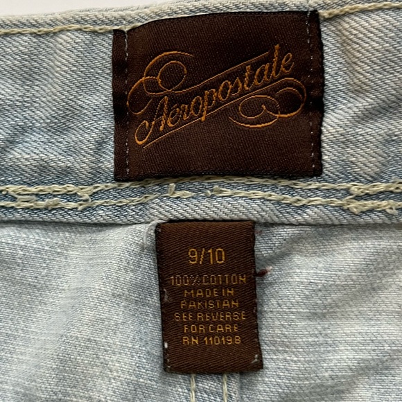 Aeropostale‎ Vintage 90s Y2K Distressed Denim Micro Mini Skirt Sz. 9/10 - Picture 6 of 8